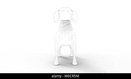 3D Computer renderings mehrere Ansichten eines kleinen Hund in Weiß studio Hintergrund isoliert Stockfoto