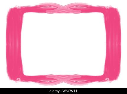Hot Pink Hand gezeichnet squared Ölfarbe Pinselstrich Rahmenlinie Muster Stockfoto