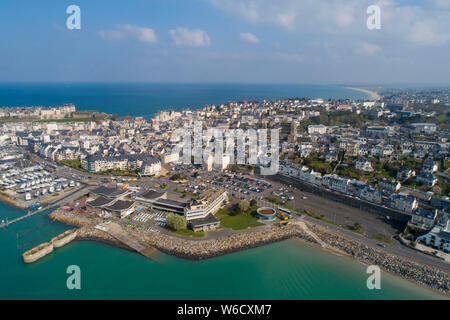 Granville (Normandie, Frankreich): Luftaufnahme der Stadt. Stockfoto