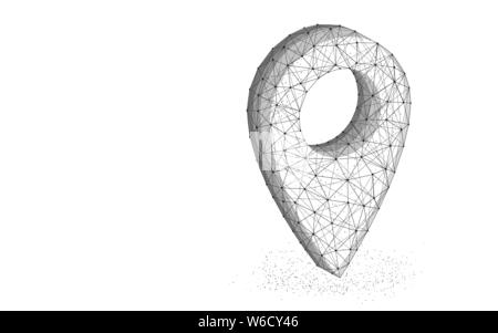 Lage pin Low Poly Design, Navigation abstrakten geometrischen Bild, lokale oder GPS-drahtmodell Mesh polygonalen Vector Illustration aus Punkten und Leitung Stock Vektor