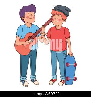 Jugendliche Freunde lächelnd und Spaß haben Stock Vektor