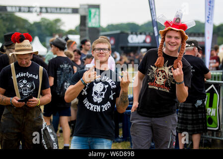 Wacken, Deutschland. Juli 31, 2019. Wacken, Deutschland 01.08. - 03.08.2019: Wacken Open Air - WAO-Festival 2019 Besucher, Feature/Symbol/Symbolfoto/Merkmal/Detail/| Verwendung der weltweiten Kredit: dpa/Alamy leben Nachrichten Stockfoto