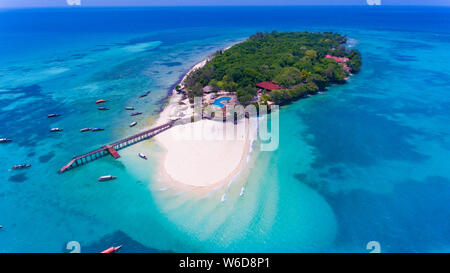 Sansibar Prison Island Luftbild Stockfoto