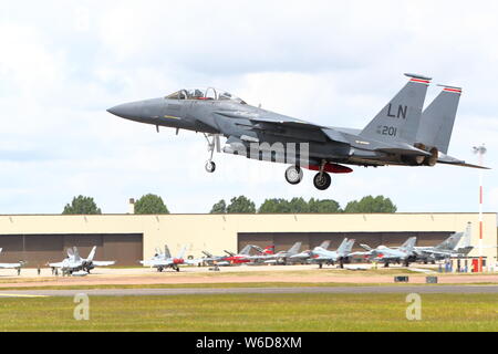 USAF Europe F-15E Strike Eagle am2019 Royal International Air Tattoo in Fairford RAF, Großbritannien Stockfoto