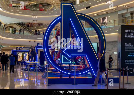 Blick auf die "Avengers: Infinity Krieg" Ausstellung in der iapm Shopping Mall in Shanghai, China, 17. August 2015. Mit Avengers: Infinity Krieg Manie in Stockfoto