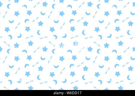 Gute Nacht Muster. Nahtlose drucken. Weißer Hintergrund. Vector Illustration. Blue Moon, stars Textildruck. Stock Vektor
