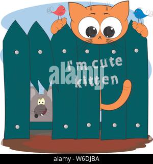 Cute Kitten. cartoon comic Vector Illustration. Stock Vektor
