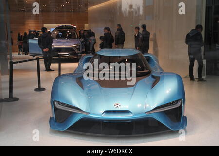 ---- Eine NextEV Nio EP9 Supercar ist auf Anzeige an der NIO Haus in Shanghai, China, 22. Januar 2018. Elektrische Autobauer Shanghai NIO Automotive Stockfoto