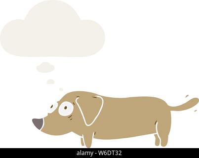 Cartoon Hund mit dachte Blase im Retro Stil Stock Vektor