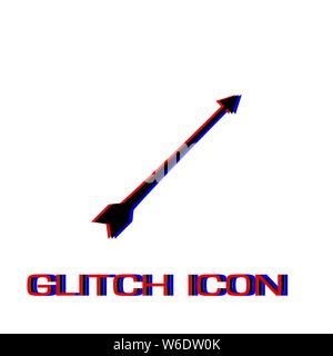 Bogen Pfeil flach. Einfache Piktogramm-Glitch Wirkung. Vector illustration symbol Stock Vektor