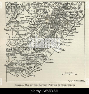 Karte von Eastern Cape Colony in der Zeit der Zweiten Burenkrieg, (Anglo Boer Krieg) Stockfoto