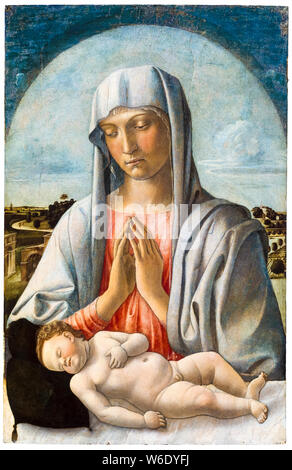 Giovanni Bellini, Madonna, den anzubeten, den schlafenden Kind, Malerei, 1460-1465 Stockfoto