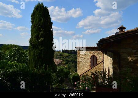 Montefioralle in der Toskana Stockfoto