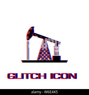 Bohrinsel Symbol flach. Einfache Piktogramm-Glitch Wirkung. Vector illustration symbol Stock Vektor