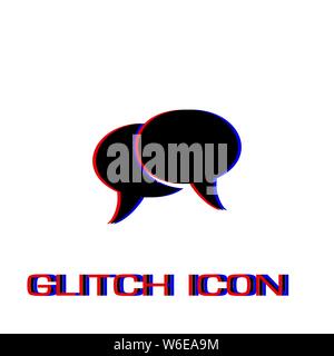 Symbol "Chat" flach. Einfache Piktogramm-Glitch Wirkung. Vector illustration symbol Stock Vektor