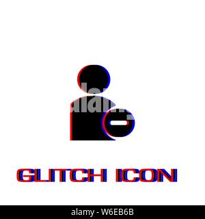 Benutzer löschen Symbol flach. Einfache Piktogramm-Glitch Wirkung. Vector illustration symbol Stock Vektor