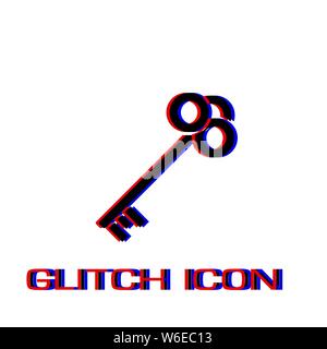 Key Symbol flach. Einfache Piktogramm-Glitch Wirkung. Vector illustration symbol Stock Vektor