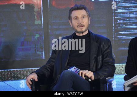 Hollywood Schauspieler Liam Neeson nimmt an einer Pressekonferenz zu seinem neuen Film "Der Grenzgänger" in Peking, China, 20. März 2018. Stockfoto