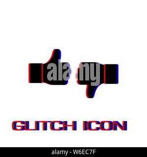 Mögen wie Icon flach. Einfache Piktogramm-Glitch Wirkung. Vector illustration symbol Stock Vektor