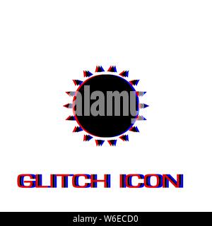 Sun Symbol flach. Einfache Piktogramm-Glitch Wirkung. Vector illustration symbol Stock Vektor