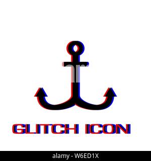 Anker Symbol flach. Einfache Piktogramm-Glitch Wirkung. Vector illustration symbol Stock Vektor