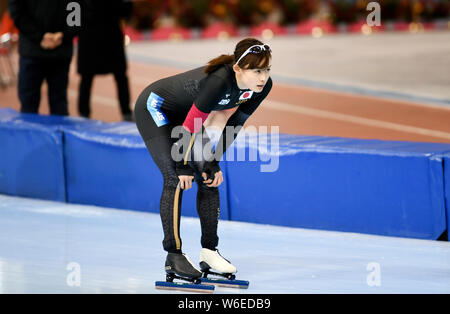 Arisa gehen von Japan konkurriert in der Frauen 500 m Finale während der 2018 ISU World Sprint Eisschnelllauf Meisterschaften in Changchun Stadt, im Nordosten C Stockfoto