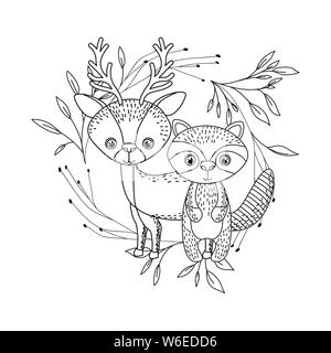 Silhouette von Tieren mit Girlande Hintergrund Stock Vektor