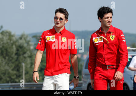 Mogyorod, Ungarn. 01 Aug, 2019. Charles Leclerc der Scuderia Ferrari in der Koppel während des F1 Grand Prix von Ungarn Credit: Marco Canoniero/Alamy leben Nachrichten Stockfoto