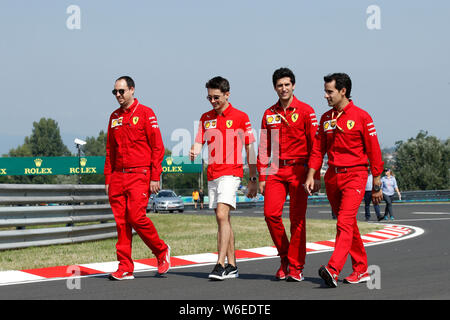 Mogyorod, Ungarn. 01 Aug, 2019. Charles Leclerc der Scuderia Ferrari in der Koppel während des F1 Grand Prix von Ungarn Credit: Marco Canoniero/Alamy leben Nachrichten Stockfoto