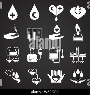 Blut Spende verbundenen Symbole auf dem Hintergrund für Grafik- und Webdesign. Einfache Abbildung. Internet Konzept Symbol für Website Taste oder Mobile Stock Vektor