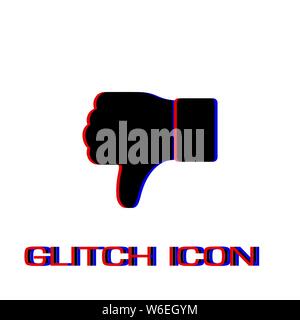 Daumen nach unten auf das Symbol. Einfache Piktogramm-Glitch Wirkung. Vector illustration symbol Stock Vektor