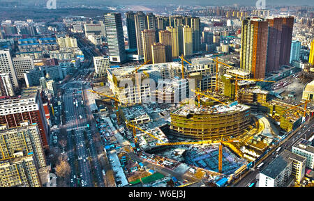 Die Baustelle des Lotte World, erste Vergnügungspark der Lotte Group, dargestellt in Shenyang City ist, im Nordosten der chinesischen Provinz Liaoning, 11 Ma Stockfoto