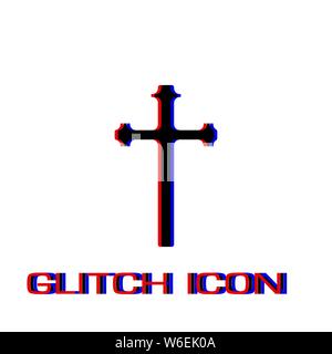 Religion Kreuz flach. Einfache Piktogramm-Glitch Wirkung. Vector illustration symbol Stock Vektor