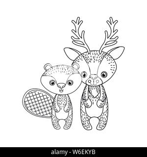 Silhouette von Tieren mit Girlande Hintergrund Stock Vektor