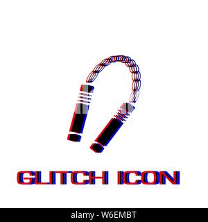 Nunchaku Waffe Symbol flach. Einfache Piktogramm-Glitch Wirkung. Vector illustration symbol Stock Vektor