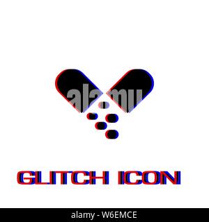 Drogen Symbol flach. Einfache Piktogramm-Glitch Wirkung. Vector illustration symbol Stock Vektor