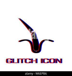 Haarzwiebel Symbol flach. Einfache Piktogramm-Glitch Wirkung. Vector illustration symbol Stock Vektor