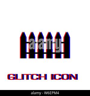 Zaun Symbol flach. Einfache Piktogramm-Glitch Wirkung. Vector illustration symbol Stock Vektor