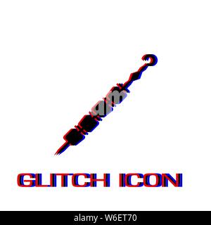 Kebab Symbol flach. Einfache Piktogramm-Glitch Wirkung. Vector illustration symbol Stock Vektor