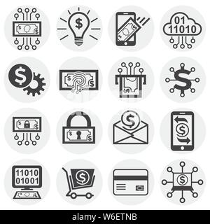 Financial Technologies ähnliche Symbole auf dem Hintergrund für Grafik- und Webdesign. Einfache Abbildung. Internet Konzept Symbol für Website Taste oder Stock Vektor