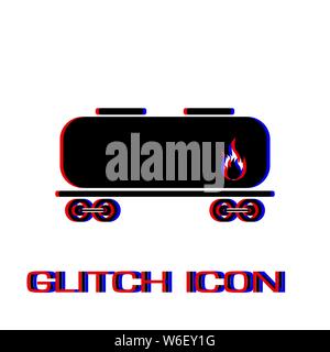 Eisenbahn tank Symbol flach. Einfache Piktogramm-Glitch Wirkung. Vector illustration symbol Stock Vektor