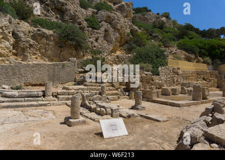 Heraion archäologische Stätte, ein Heiligtum der Göttin Hera an Perachora, Loutraki, Griechenland. Übersetzung: "Der Altar' Stockfoto