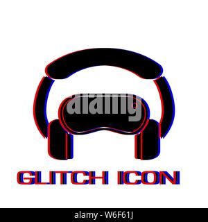 Virtuelle Realität Symbol flach. Einfache Piktogramm-Glitch Wirkung. Vector illustration symbol Stock Vektor