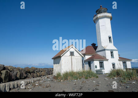 Punkt Wilson Leuchtturm im Fort Nordworden State Park im Staat Washington, in Port Townsend Stockfoto