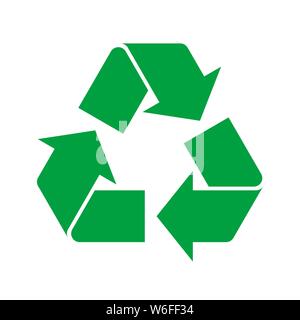 Simple Green recycling Symbol auf weißem Hintergrund. Zeichen oder Symbol für das Recycling von Materialien. Ökologische Nachhaltigkeit Konzept. Papierkorb Logo. Vektor Stock Vektor