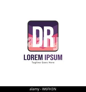 Erste DR-Logo Vorlage mit modernen Rahmen. Minimalistische DR schreiben logo Vector Illustration Design Stock Vektor