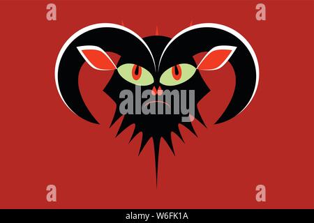 Schwarz und Rot Ziege Vorderansicht Stock Vektor