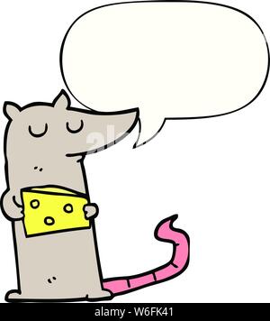Cartoon Maus mit Käse mit Sprechblase Stock Vektor