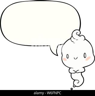 Cute cartoon Ghost mit Sprechblase Stock Vektor
