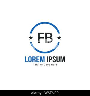 Erste FB logo Vorlage mit modernen Rahmen. Minimalistische FB schreiben logo Vector Illustration Design Stock Vektor
